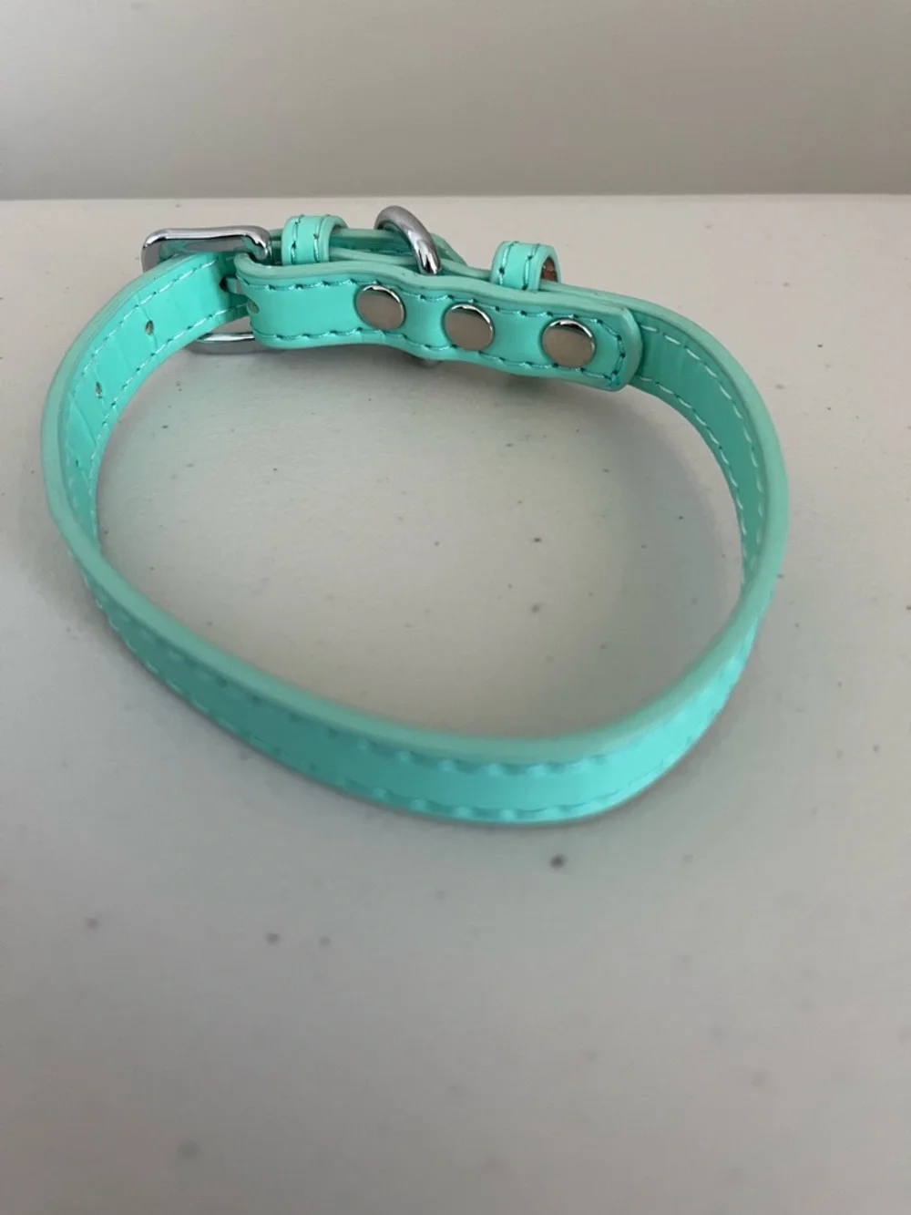 Turquoise Faux Leather Dog Collar -Tiffany blue-inspired shade
